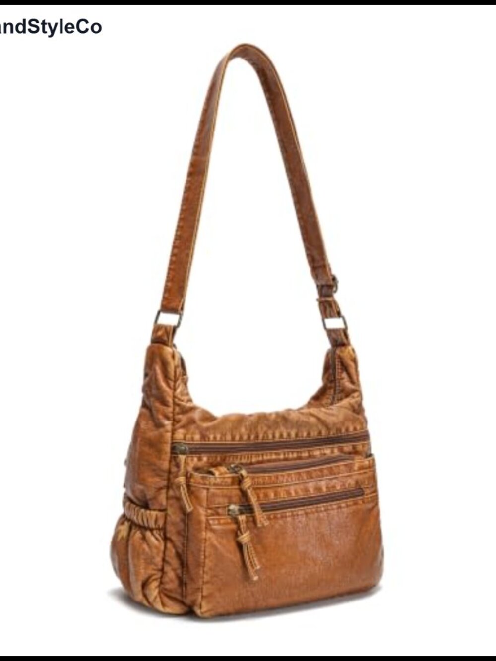 Soft Faux Leather Hobo Shoulder Bag Crossbody Multi Pocket Purse